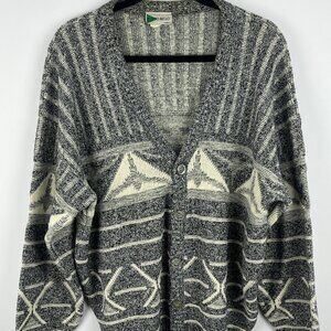 Porto Bello Sweater Cardigan Size M Gray Long Sleeve Cable Knit V Neck Acrylic